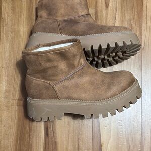 DV by Dolce Vita Tan Ankle Booties with Chunky Sole